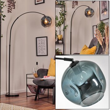 Ripoll Bogenleuchte Glas 25 cm Schwarz, 1-flammig