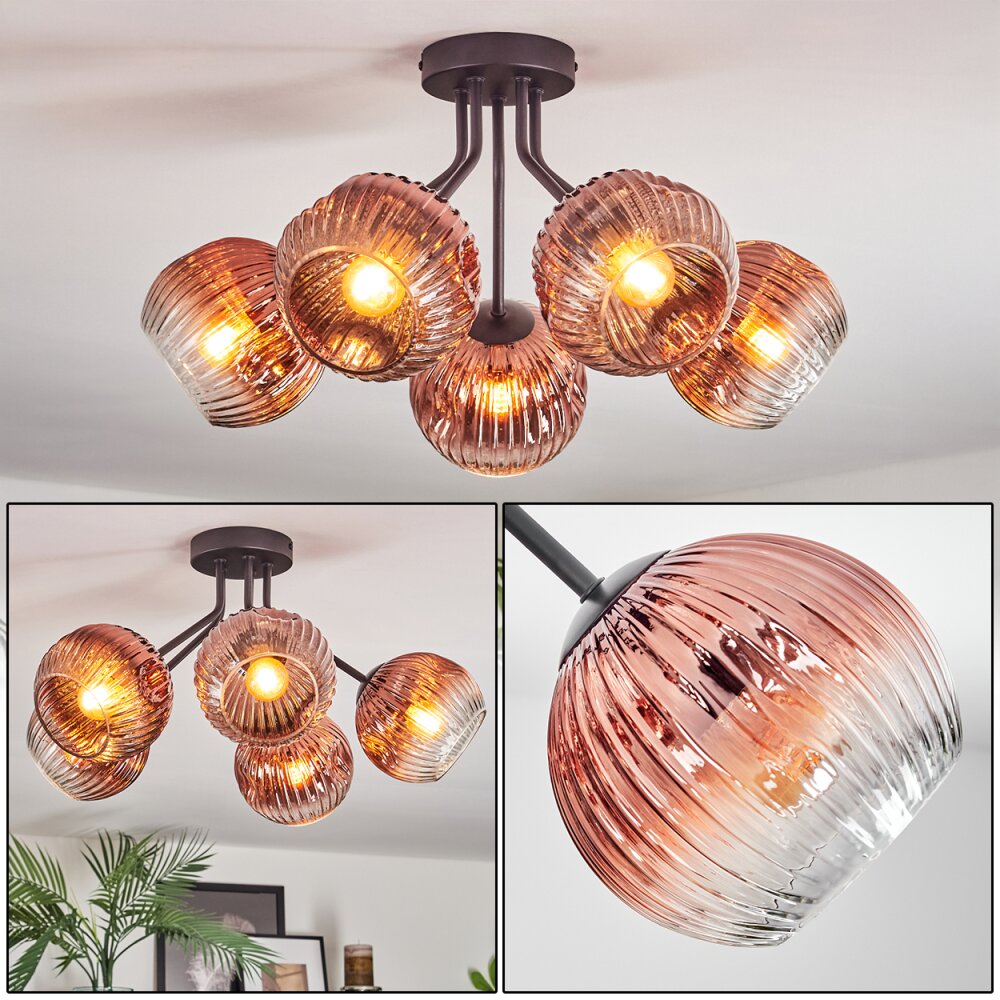 Ripoll Deckenleuchte Glas 15 cm Klar, Kupferfarben, 5-flammig main product photo