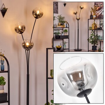 Ripoll Stehleuchte Glas 15 cm Klar, Rauchfarben, 3-flammig