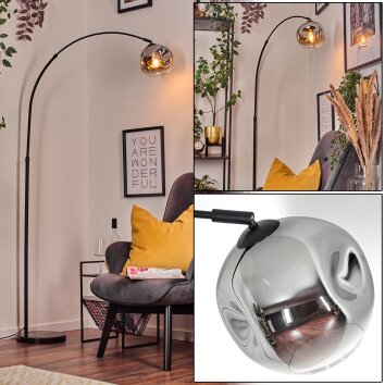 Ripoll Bogenlampe Glas 20 cm Schwarz, 1-flammig