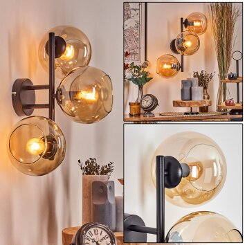 Koyoto Wandleuchte Glas 15 cm Bernsteinfarben, 3-flammig