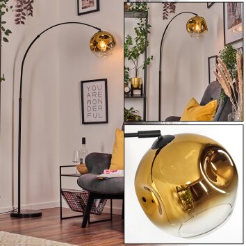 Ripoll Bogenleuchte Glas 25 cm Schwarz, 1-flammig