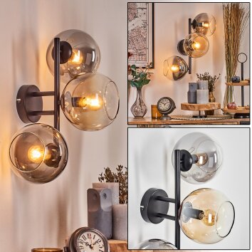 Koyoto Wandleuchte Glas 15 cm Bernsteinfarben, Klar, Rauchfarben, 3-flammig