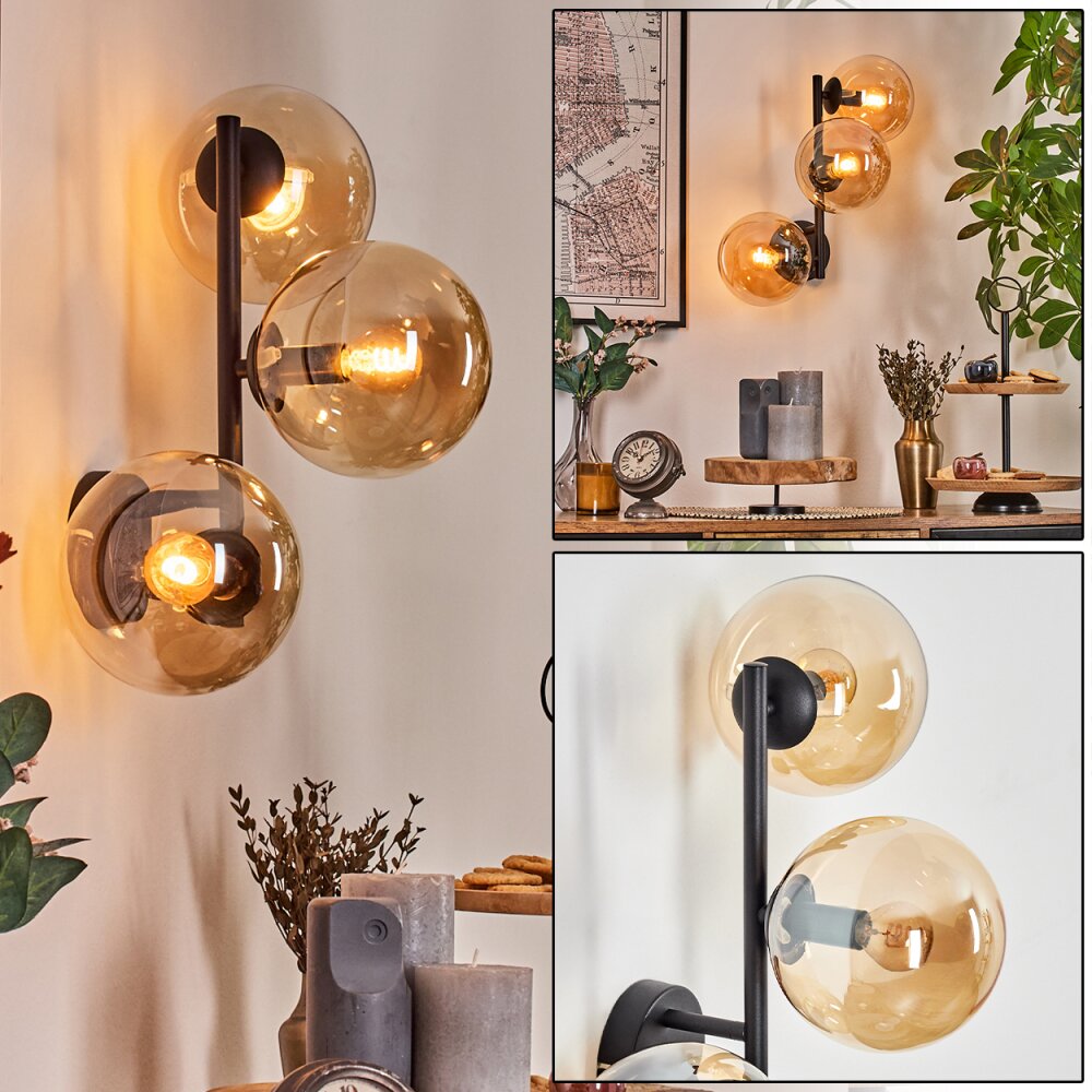 Gastor Wandleuchte Glas 15 cm Bernsteinfarben, 3-flammig main product photo