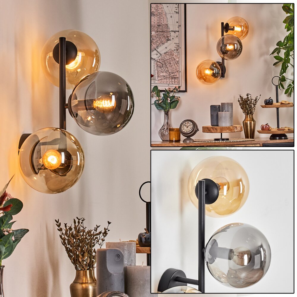 Gastor Wandleuchte Glas 15 cm Bernsteinfarben, Rauchfarben, 3-flammig main product photo