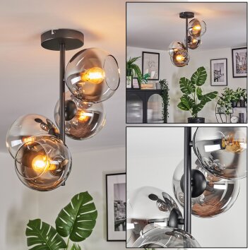 Koyoto Deckenleuchte Glas 15 cm Chrom, Klar, Rauchfarben, 4-flammig