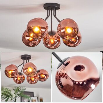Ripoll Deckenleuchte Glas 15 cm Kupferfarben, 5-flammig