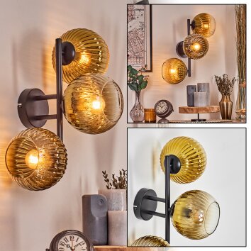 Koyoto Wandleuchte Glas 15 cm Gold, Klar, 3-flammig