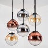 Gastor Hängeleuchte Glas 25 cm Bernsteinfarben, Chrom, Klar, Kupferfarben, Rauchfarben, 6-flammig
