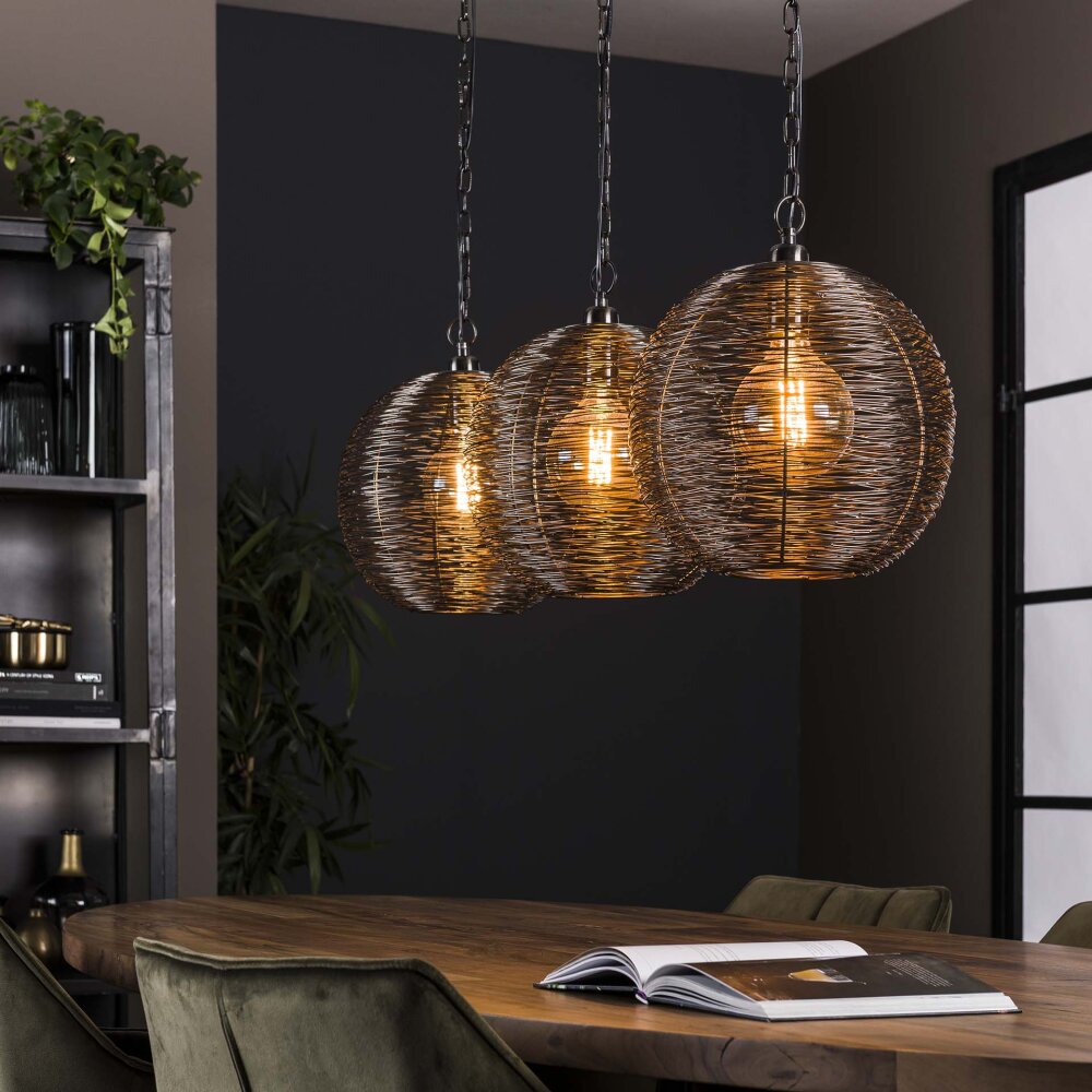 Leeville Hängeleuchte Nickel-Matt, Schwarz, 3-flammig main product photo