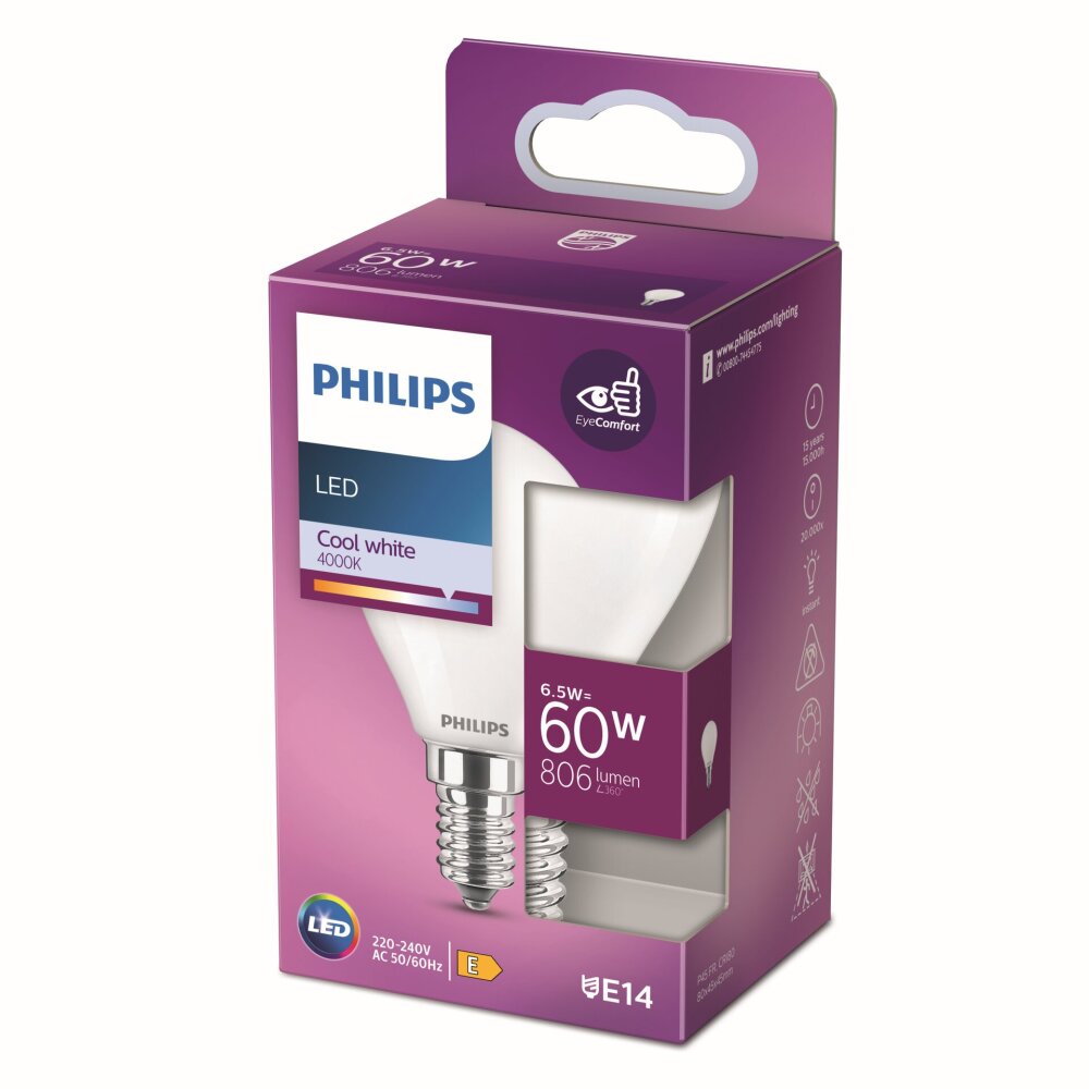 Philips E14 LED 6,5 Watt 4000 Kelvin 806 Lumen main product photo