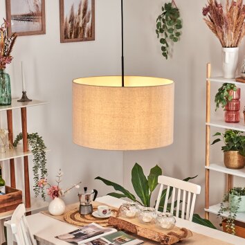 Flemming Hängeleuchte 50 cm beige, Weiß, 1-flammig