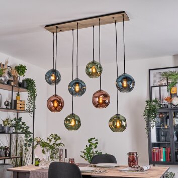 Ripoll Hängeleuchte Glas 20 cm Naturfarben, Schwarz, 8-flammig