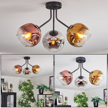 Ripoll Deckenleuchte Glas 15 cm Chrom, Gold, Klar, Kupferfarben, Rauchfarben, 3-flammig