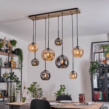 Ripoll Hängeleuchte Glas 15 cm, 20 cm, 25 cm Naturfarben, Schwarz, 8-flammig