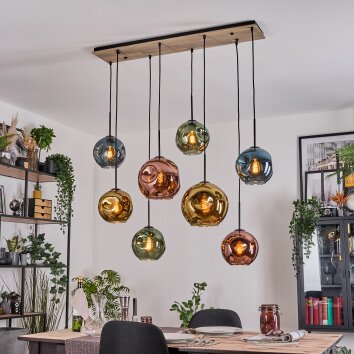 Ripoll Hängeleuchte Glas 20 cm, 25 cm Naturfarben, Schwarz, 8-flammig