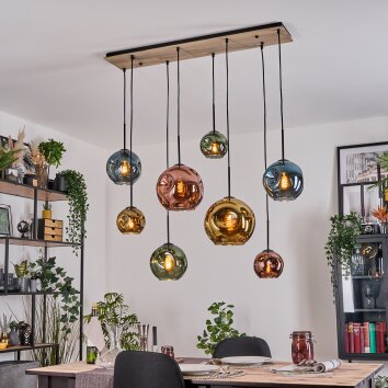 Ripoll Hängeleuchte Glas 15 cm, 20 cm, 25 cm Naturfarben, Schwarz, 8-flammig