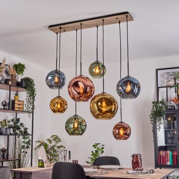 Ripoll Hängeleuchte Glas 20 cm, 25 cm, 30 cm Naturfarben, Schwarz, 8-flammig