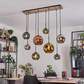 Ripoll Hängeleuchte Glas 15 cm, 20 cm, 25 cm Naturfarben, Schwarz, 8-flammig