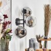 Ripoll Wandleuchte Glas 15 cm Chrom, Klar, Rauchfarben, 3-flammig