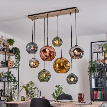 Ripoll Hängeleuchte Glas 20 cm, 25 cm, 30 cm Naturfarben, Schwarz, 8-flammig