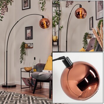 Koyoto Bogenstehlampe Glas 25 cm Schwarz, 1-flammig