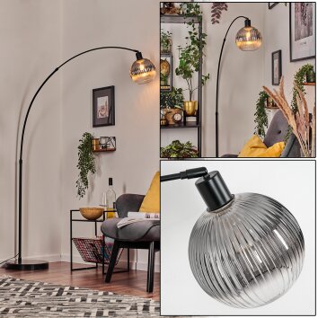 Koyoto Bogenleuchte Glas 20 cm Schwarz, 1-flammig