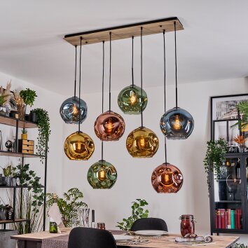 Ripoll Hängeleuchte Glas 25 cm Naturfarben, Schwarz, 8-flammig