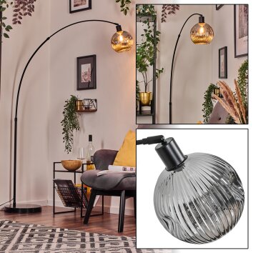 Ripoll Bogenlampe Glas 20 cm Schwarz, 1-flammig