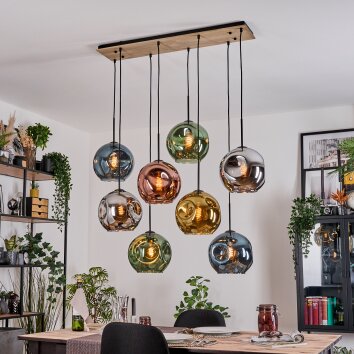 Ripoll Hängeleuchte Glas 25 cm Naturfarben, Schwarz, 8-flammig