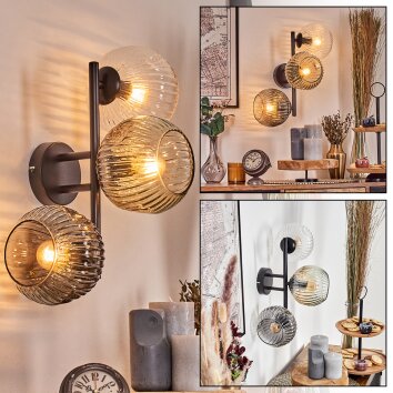 Ripoll Wandleuchte Glas 15 cm Bernsteinfarben, Klar, Rauchfarben, 3-flammig