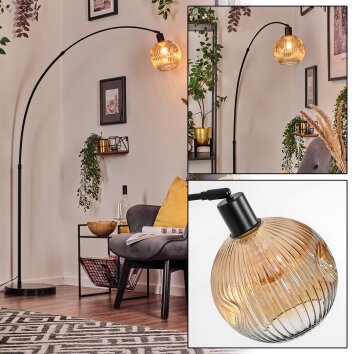 Ripoll Bogenlampe Glas 20 cm Schwarz, 1-flammig