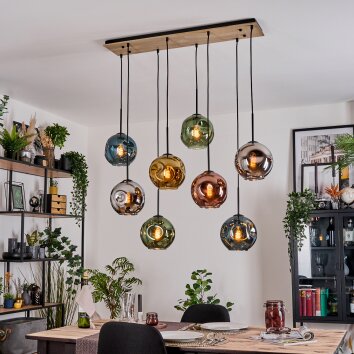 Ripoll Hängeleuchte Glas 20 cm Naturfarben, Schwarz, 8-flammig