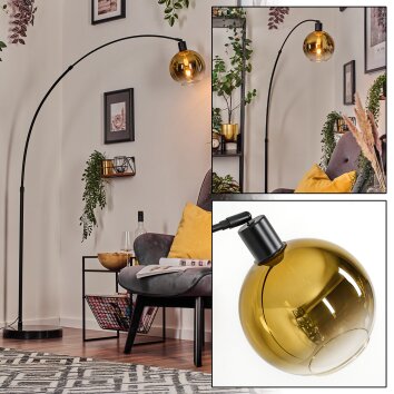 Koyoto Bogenlampe Glas 20 cm Schwarz, 1-flammig