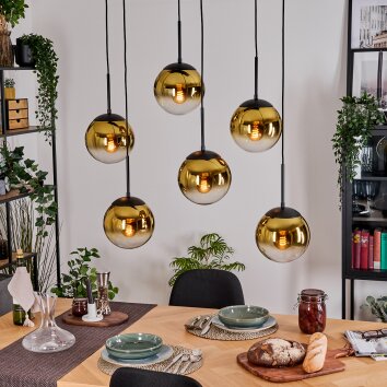 Gastor Hängeleuchte Glas 20 cm Gold, Klar, 6-flammig