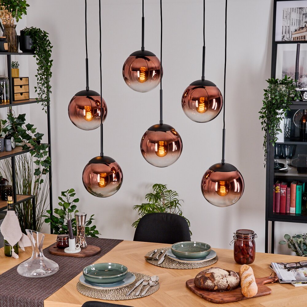 Gastor Hängeleuchte Glas 20 cm Klar, Kupferfarben, 6-flammig main product photo