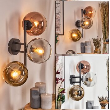 Koyoto Wandleuchte Glas 15 cm Gold, Klar, Kupferfarben, Rauchfarben, 3-flammig