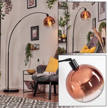 Koyoto Bogenstehlampe Glas 25 cm Schwarz, 1-flammig