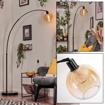 Koyoto Bogenlampe Glas 20 cm Schwarz, 1-flammig