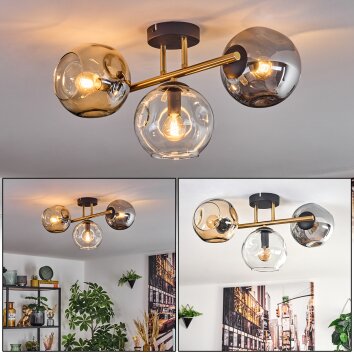 Ripoll Deckenleuchte Glas 15 cm Gold, Schwarz, 3-flammig Ripoll Deckenleuchte Glas 15 cm Gold, Schwarz, 3-flammig