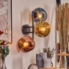 Ripoll Wandleuchte Glas 15 cm Blau, Gold, Kupferfarben, 3-flammig