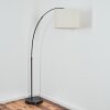 Bassagoda Bogenlampe 40 cm Chrom, Schwarz, 1-flammig, Stoffschirm