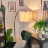 Bassagoda Bogenlampe 40 cm Chrom, Schwarz, 1-flammig, Stoffschirm