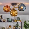 Ripoll Deckenleuchte Glas 15 cm Gold, Schwarz, 3-flammig