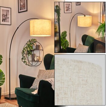 Bassagoda Bogenlampe 40 cm Schwarz, 1-flammig, Stoffschirm