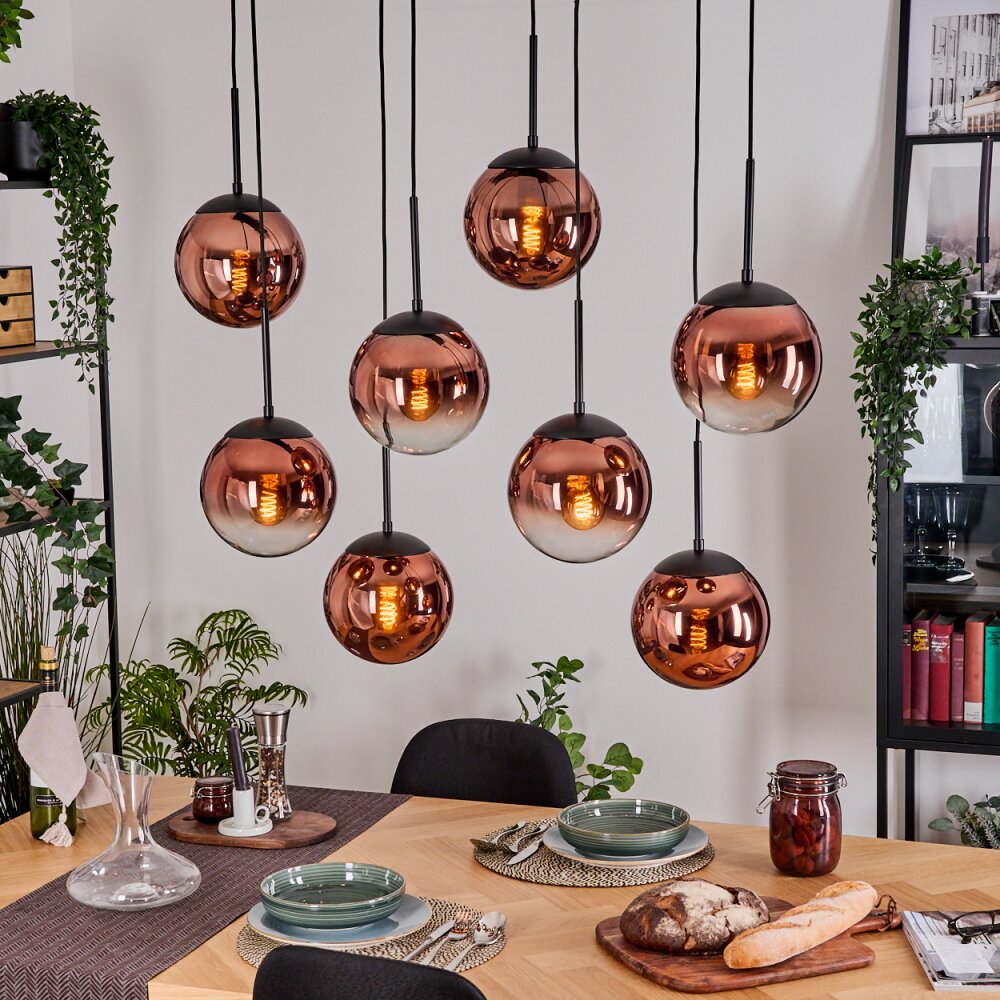 Gastor Hängeleuchte Glas 20 cm Klar, Kupferfarben, 8-flammig main product photo