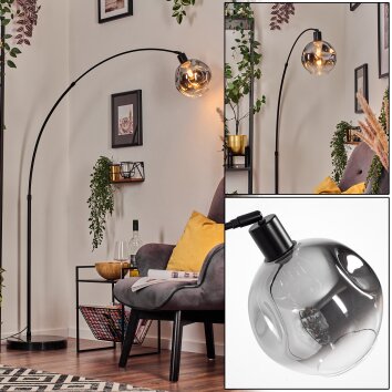 Ripoll Bogenstehlampe Glas 20 cm Schwarz, 1-flammig