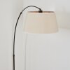 Bassagoda Bogenlampe 45 cm Chrom, Schwarz, 1-flammig, Stoff-Lampenschirm