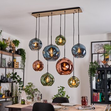 Ripoll Hängeleuchte Glas 20 cm, 25 cm, 30 cm Naturfarben, Schwarz, 8-flammig
