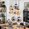 Gastor Hängeleuchte Glas 25 cm Bernsteinfarben, Chrom, Klar, Rauchfarben, 8-flammig